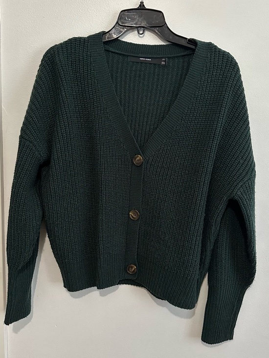 Vero Moda Sweaters - Vero Moda - Chunky Green V-Neck Button Front Women’s Sweater Cardigan